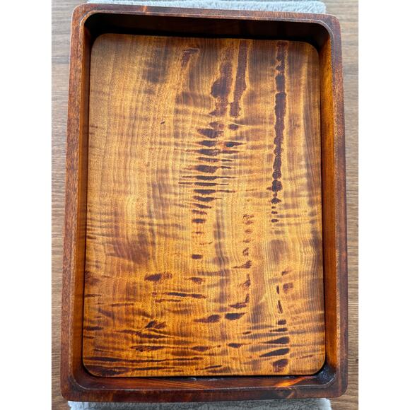 Vintage Japanese Urushi Lacquer Art Wooden Box, Handcarved Bird & Flower, Signed - Picture 10 of 16